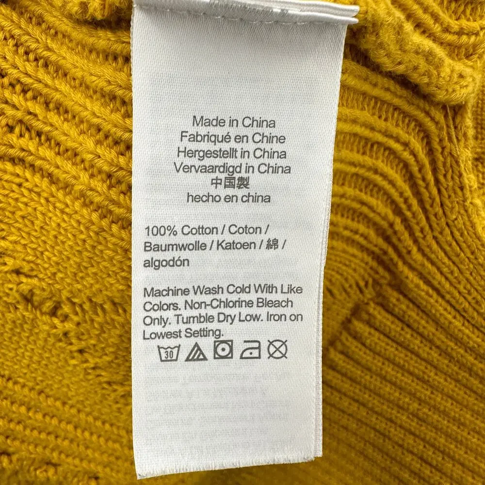 J. Crew Long Cotton Cable-Knit Mockneck Sweater in Mustard BD709 // XS